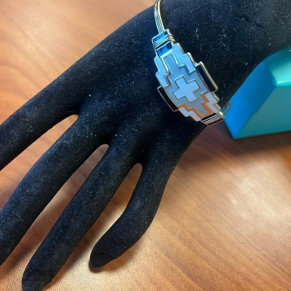 Cross Enamel Gray, White, and Black Gold Tone Bracelet - Picture 5 of 10